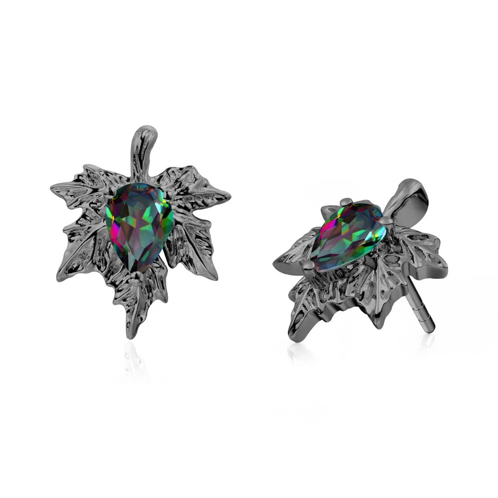 Maple Leaf Mystic Topaz Stud Earrings - Image 6