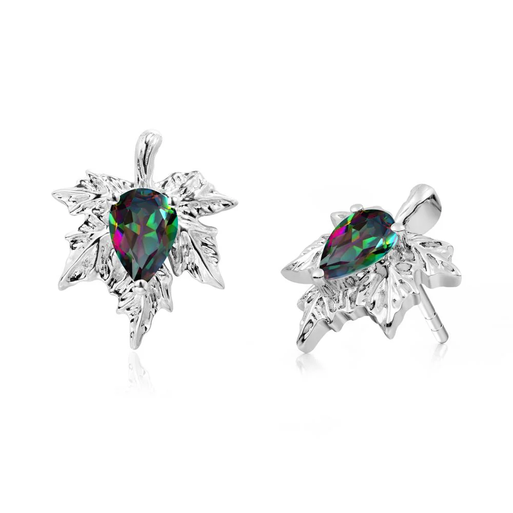 Maple Leaf Mystic Topaz Stud Earrings - Image 8