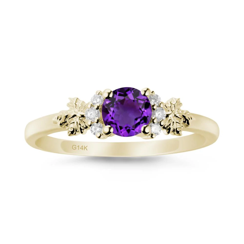 Maple Leaf Ring with Round Amethyst - Image 4