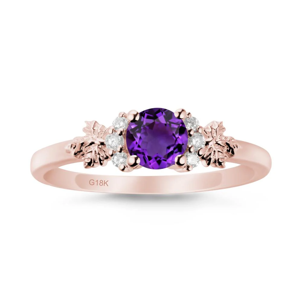 Maple Leaf Ring with Round Amethyst - Image 5