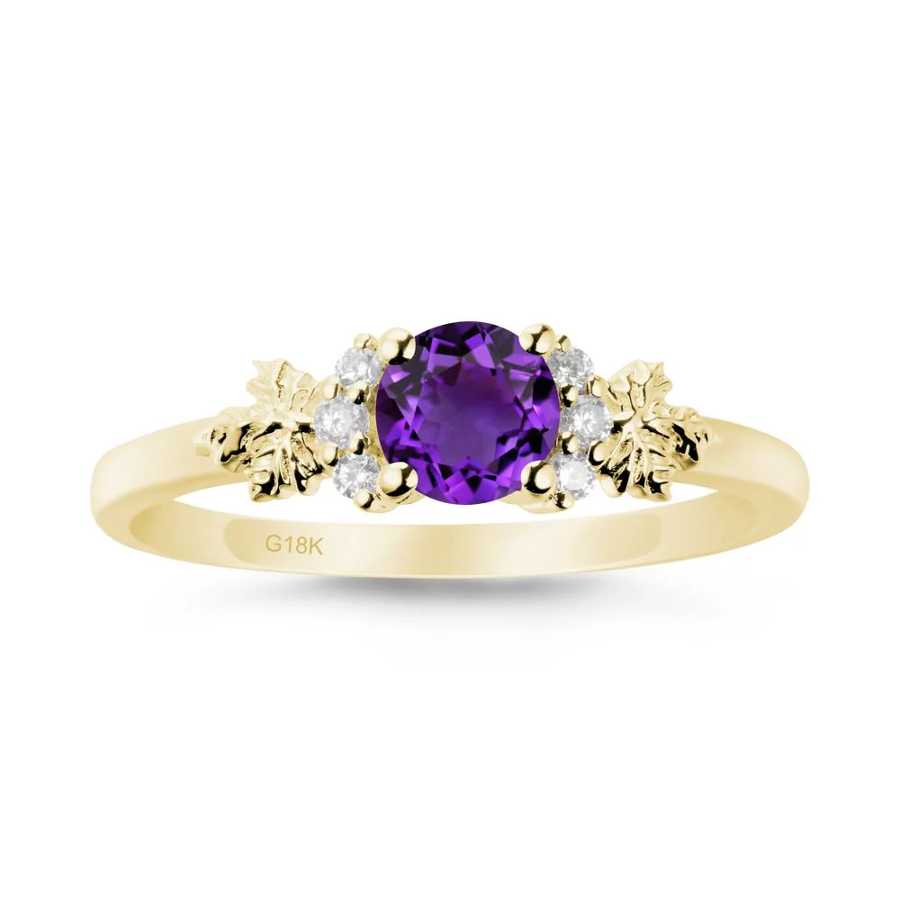 Maple Leaf Ring with Round Amethyst - Image 7