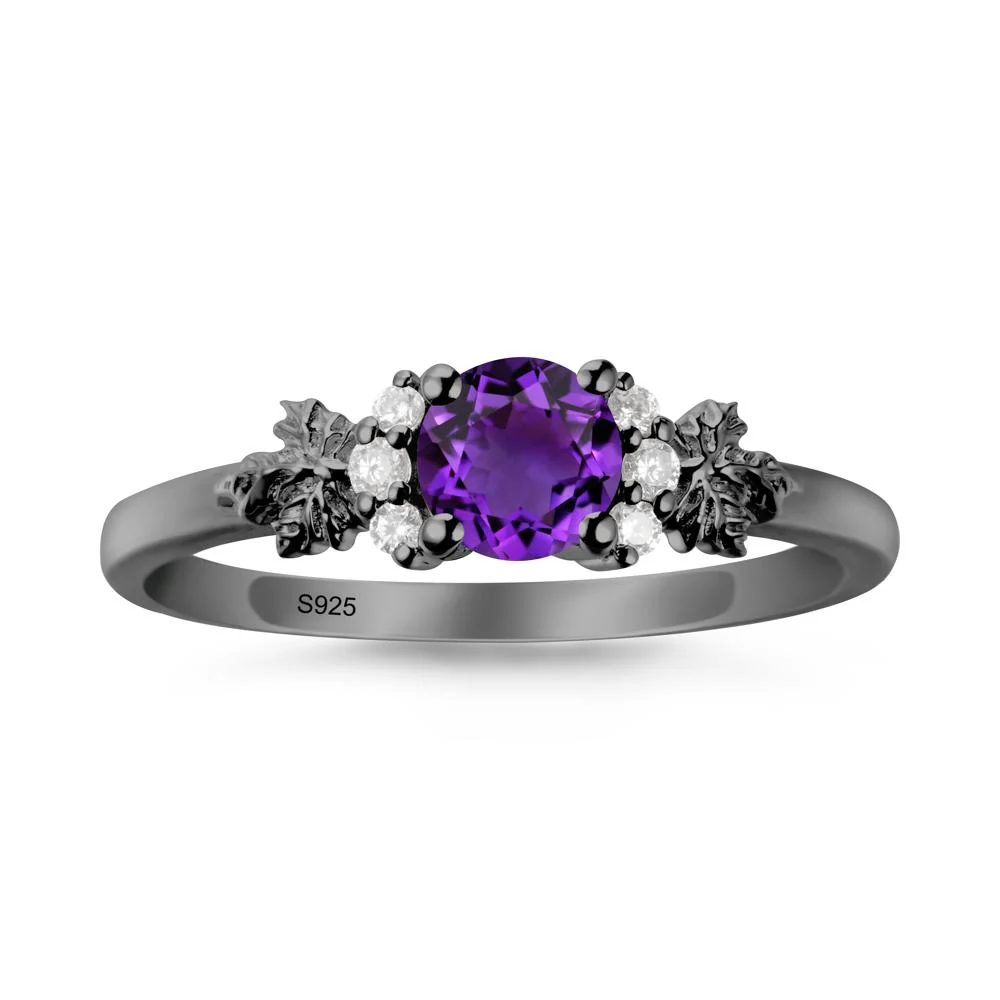 Maple Leaf Ring with Round Amethyst - Image 8