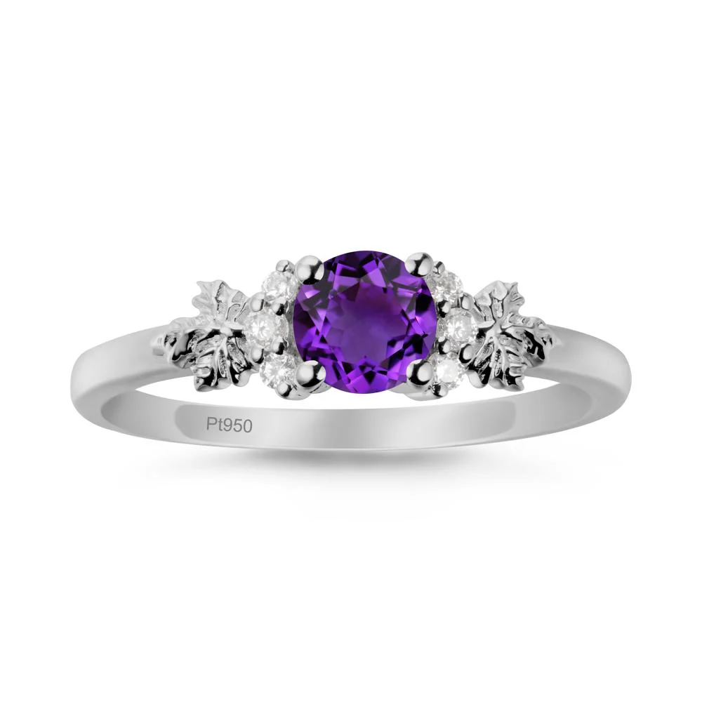 Maple Leaf Ring with Round Amethyst - Image 9