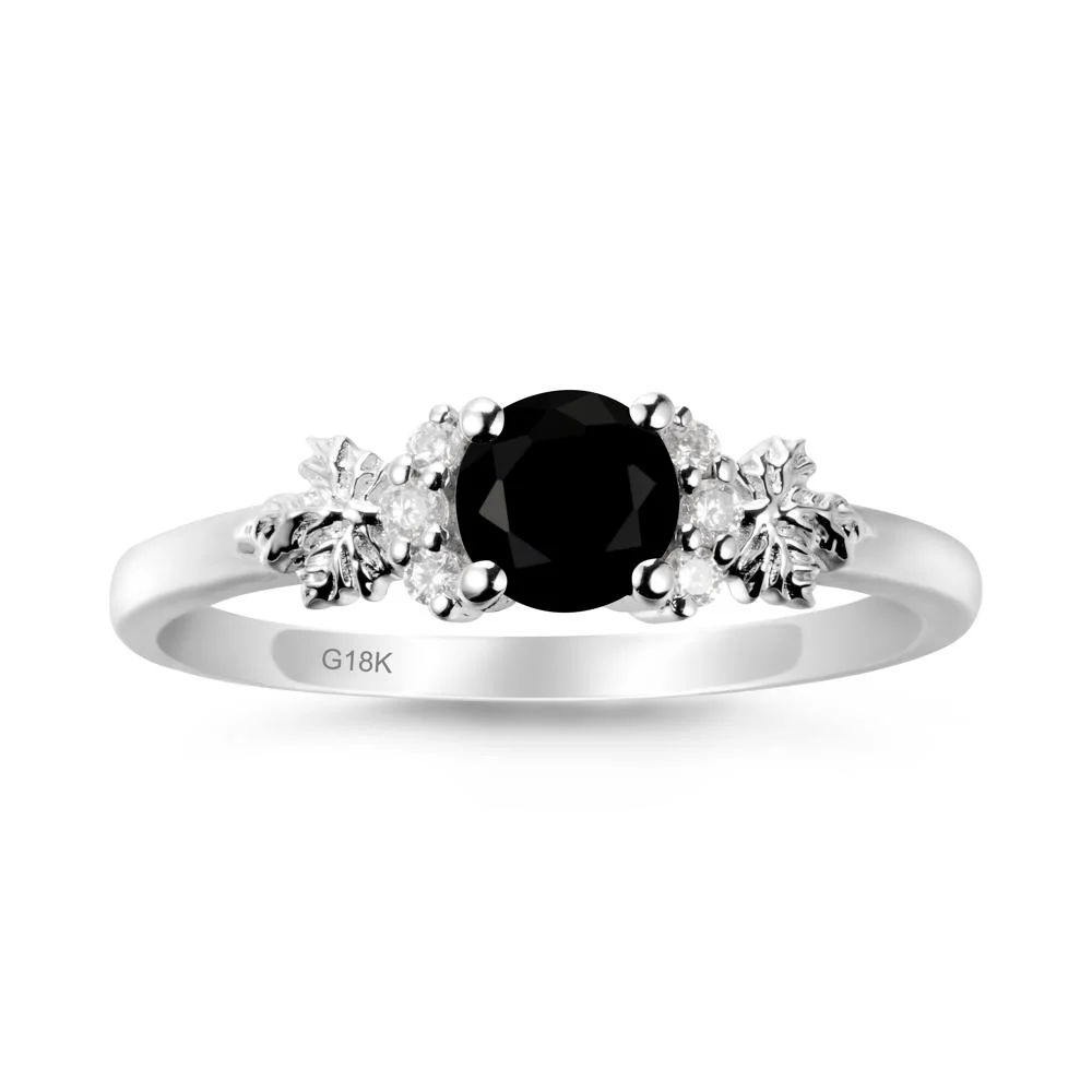 Maple Leaf Ring with Round Black Spinel - Image 6