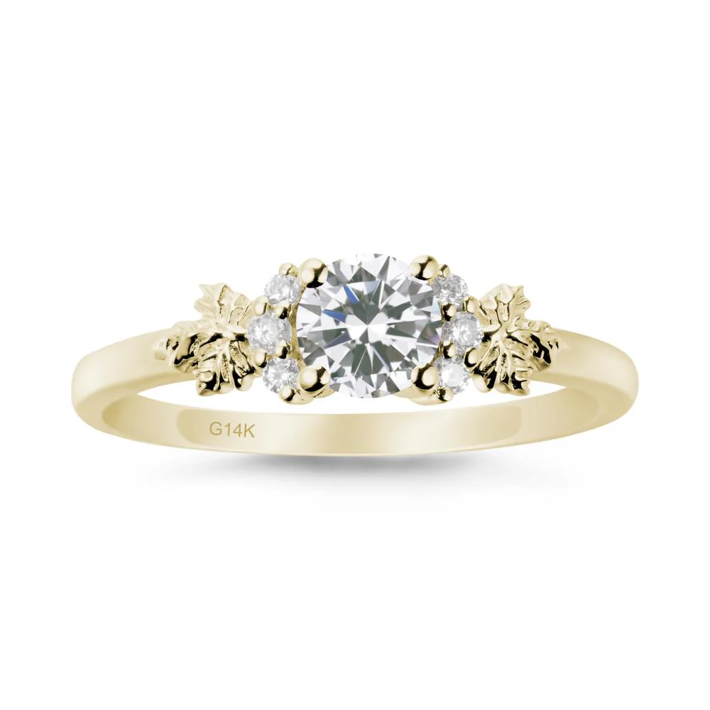 Maple Leaf Ring with Round Cubic Zirconia - Image 4