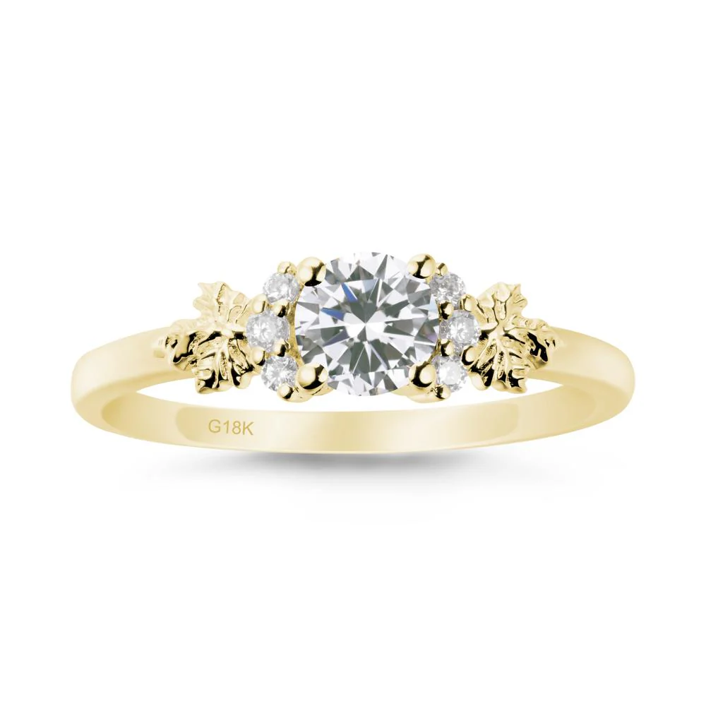 Maple Leaf Ring with Round Cubic Zirconia - Image 7