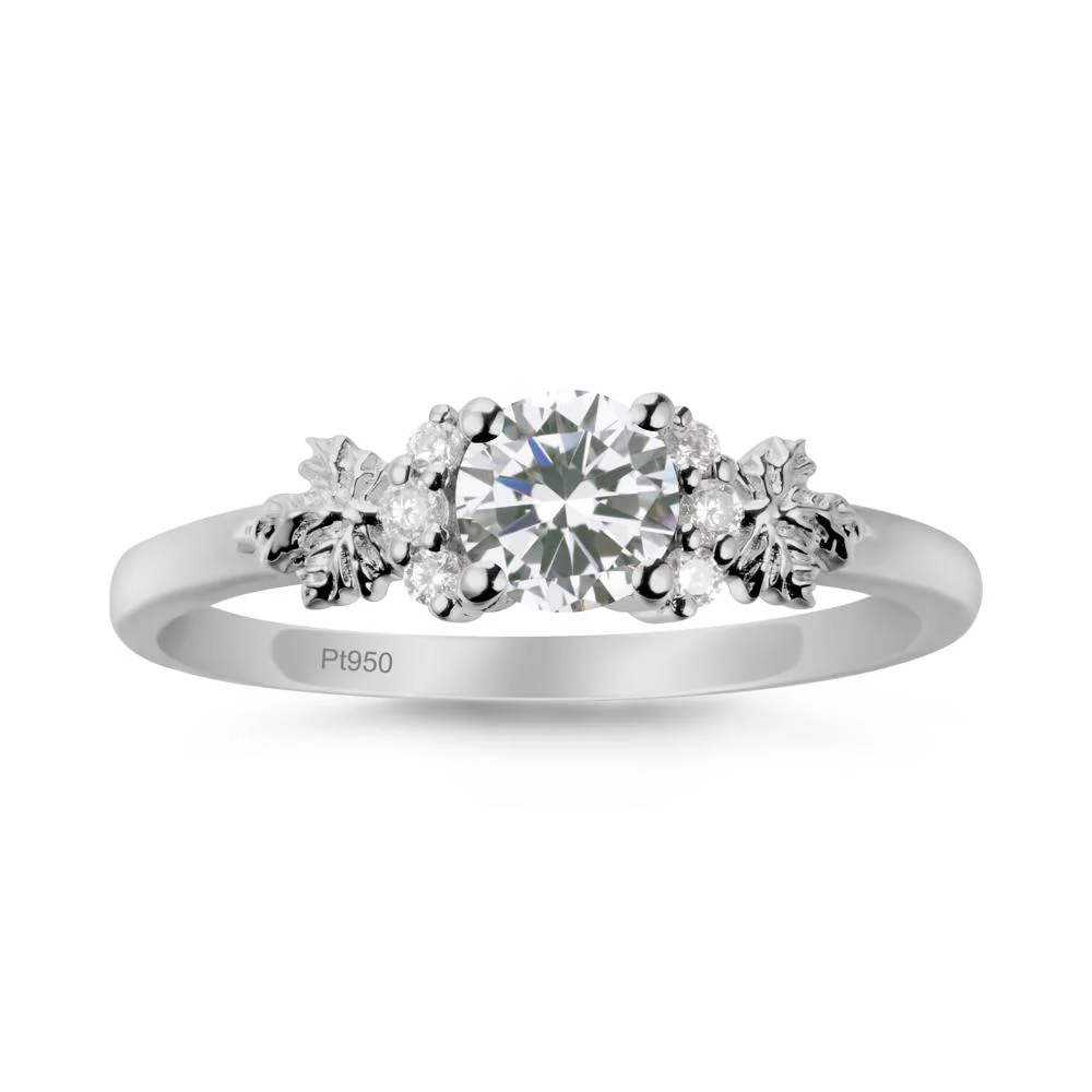 Maple Leaf Ring with Round Cubic Zirconia - Image 9