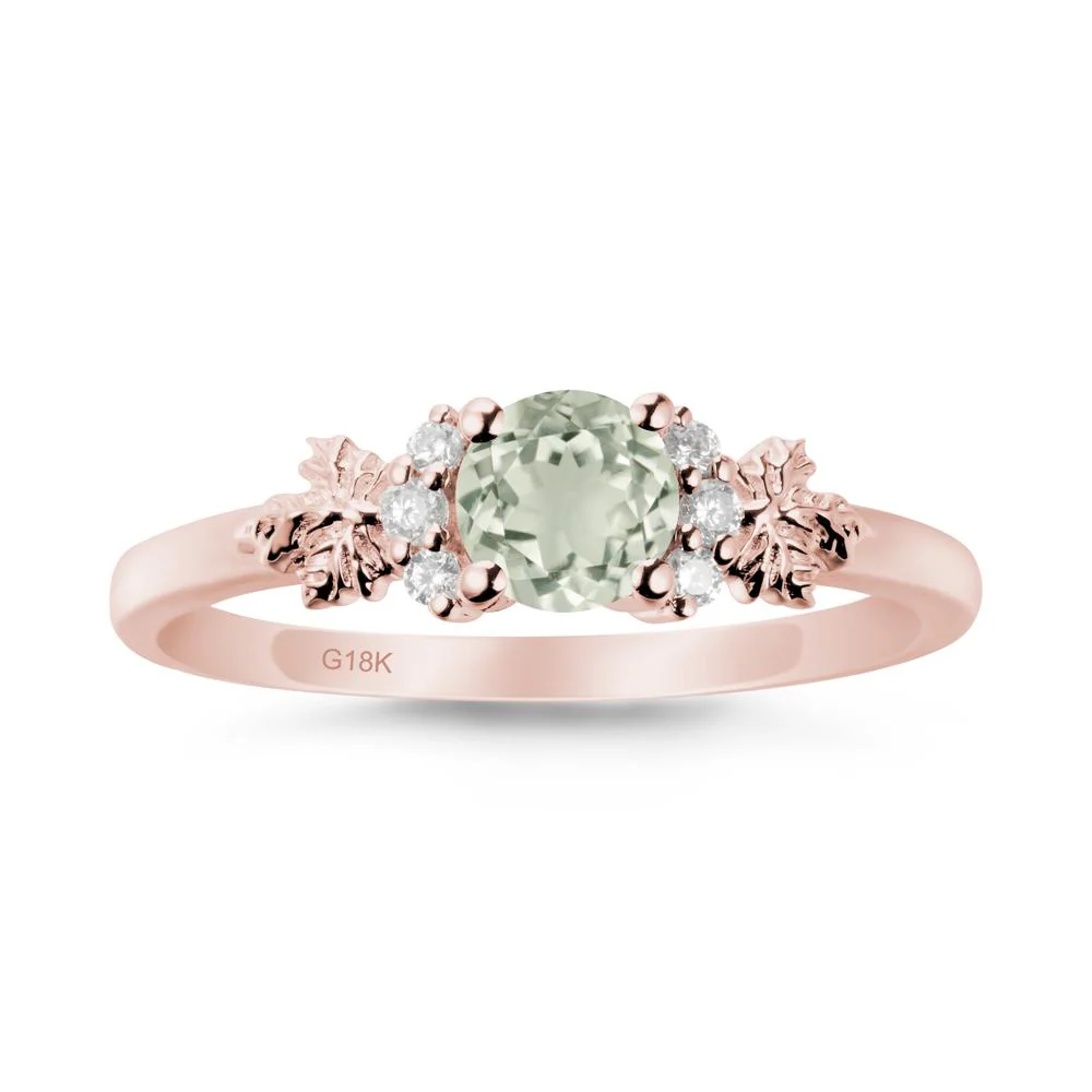 Maple Leaf Ring with Round Green Amethyst - Image 4