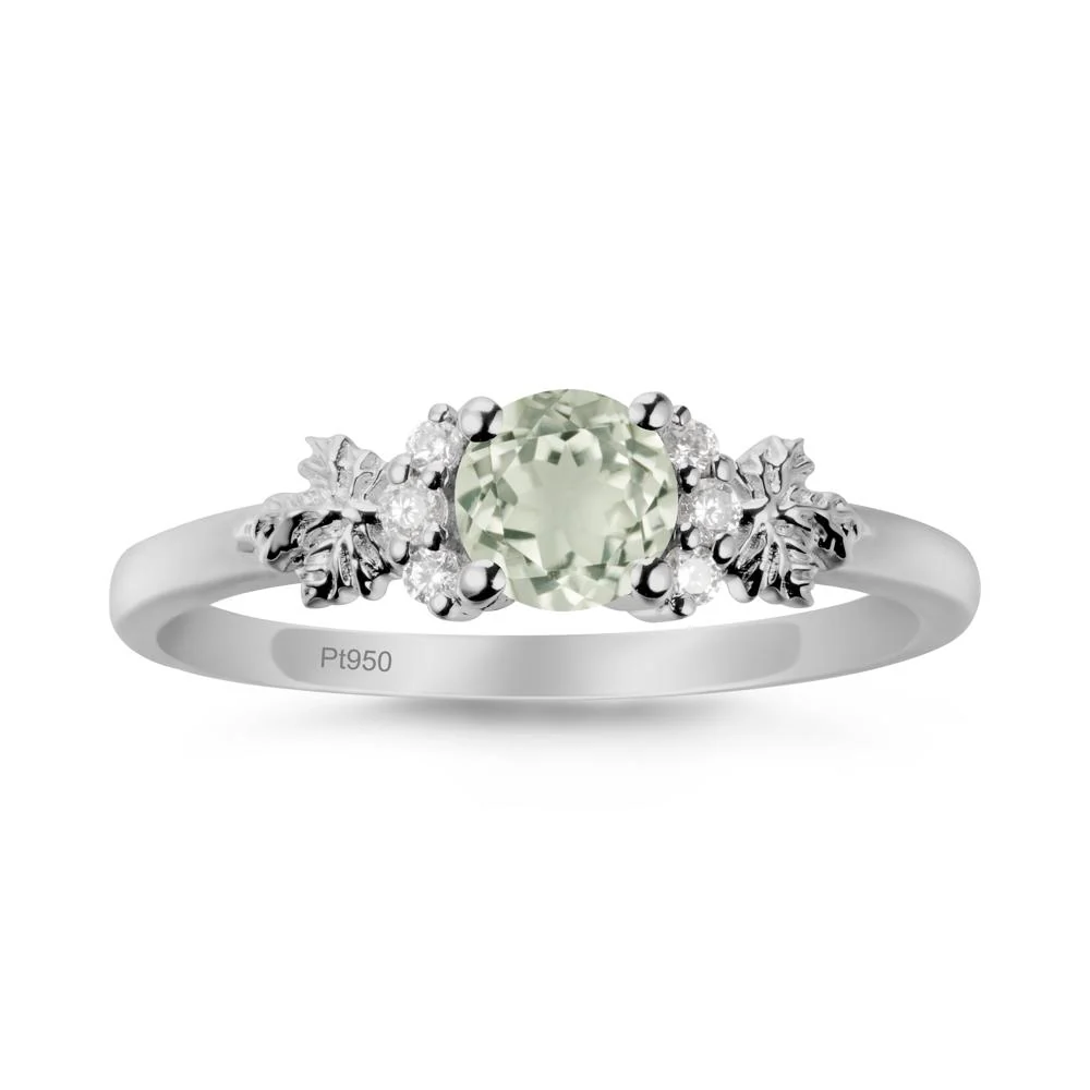 Maple Leaf Ring with Round Green Amethyst - Image 8