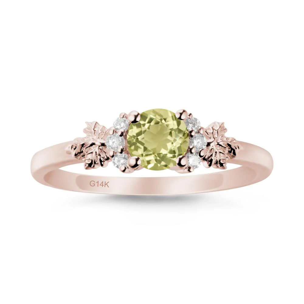 Maple Leaf Ring with Round Lemon Quartz - Image 2