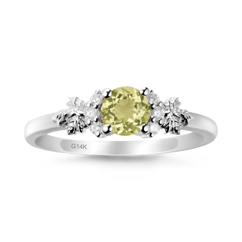 Maple Leaf Ring with Round Lemon Quartz - Image 3