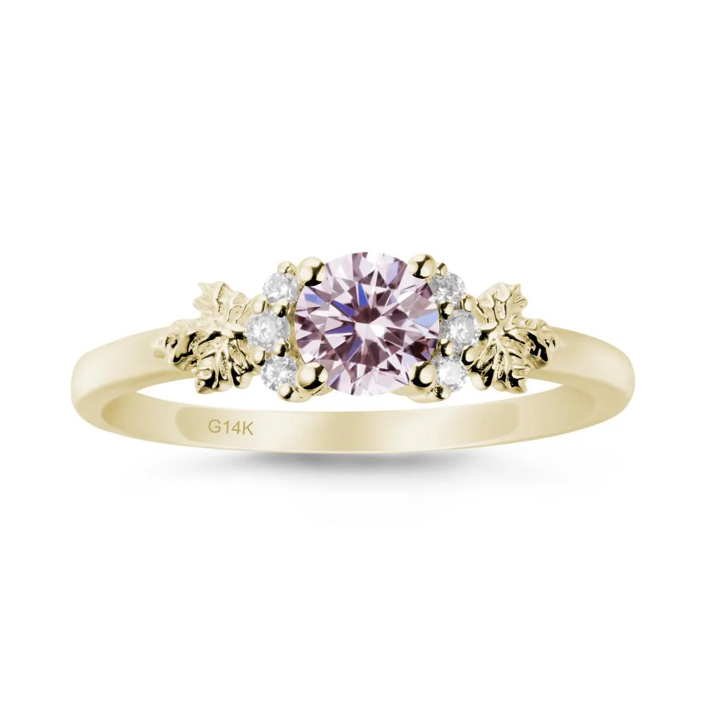 Maple Leaf Ring with Round Pink Cubic Zirconia - Image 3