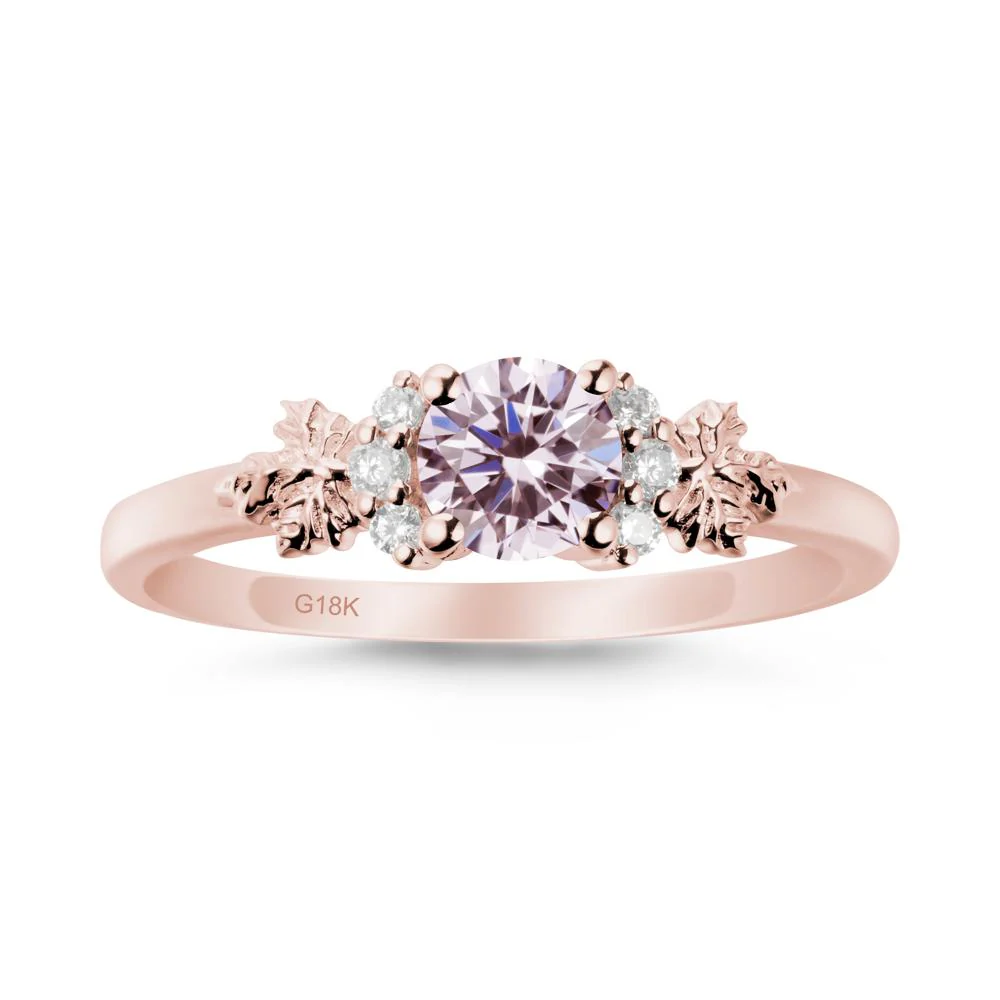 Maple Leaf Ring with Round Pink Cubic Zirconia - Image 4
