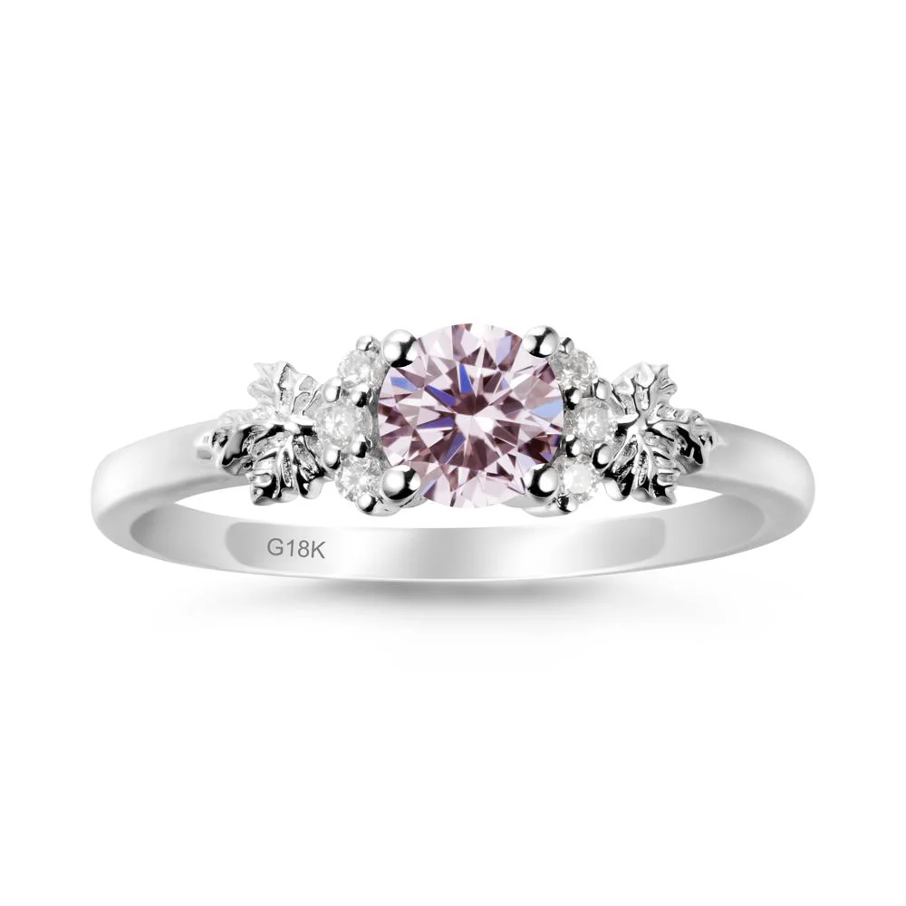 Maple Leaf Ring with Round Pink Cubic Zirconia - Image 5