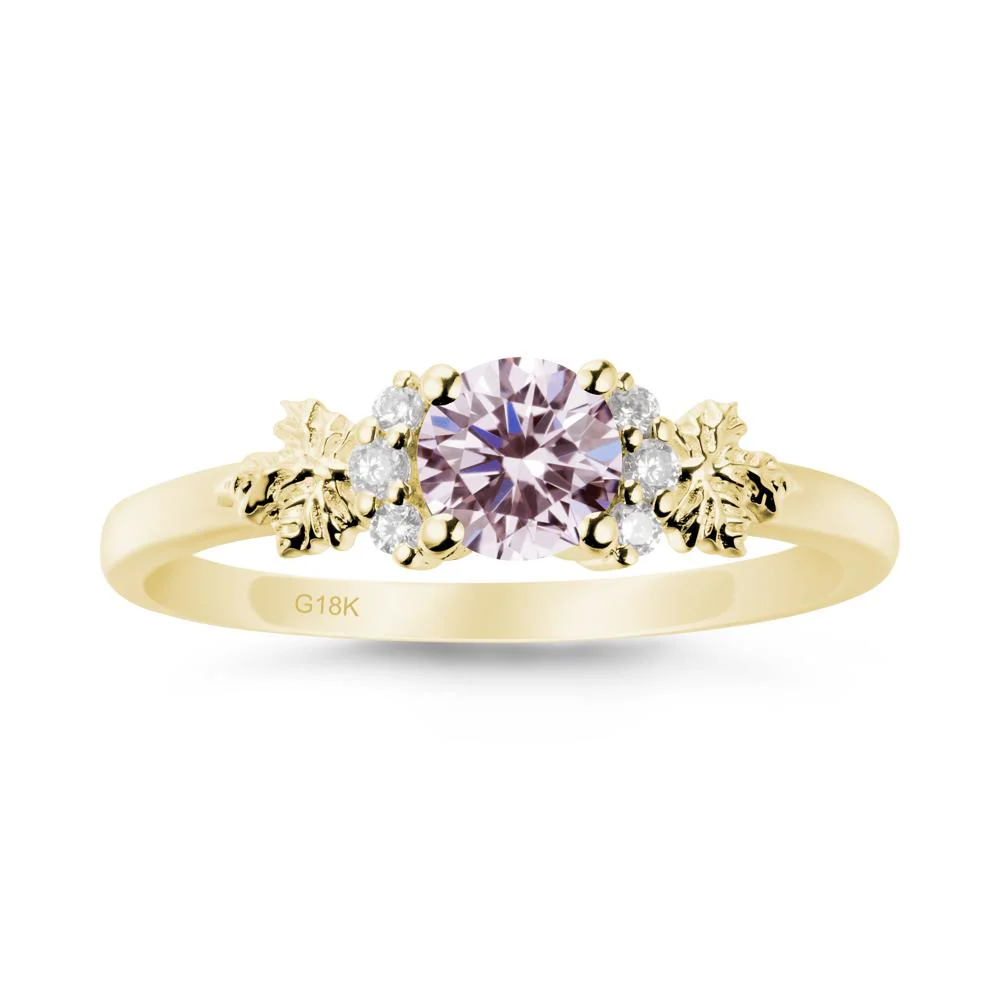 Maple Leaf Ring with Round Pink Cubic Zirconia - Image 6
