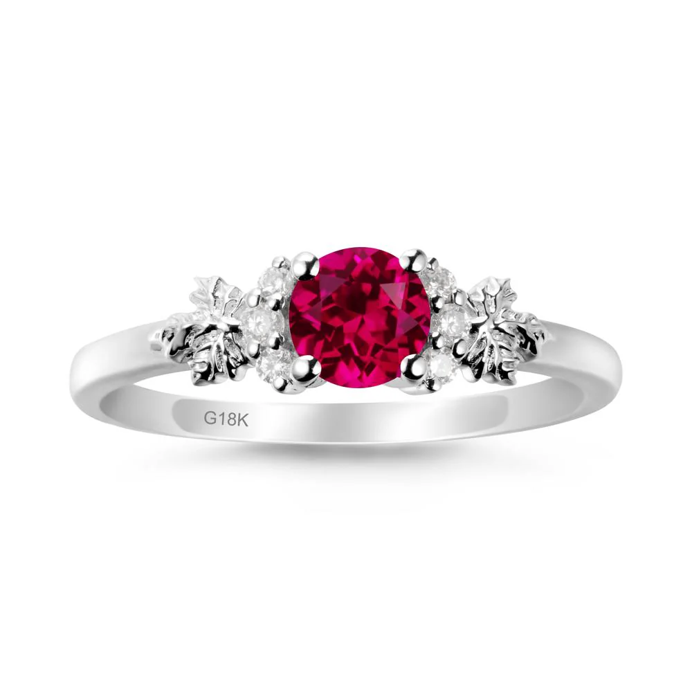 Maple Leaf Ring with Round Ruby - Image 5