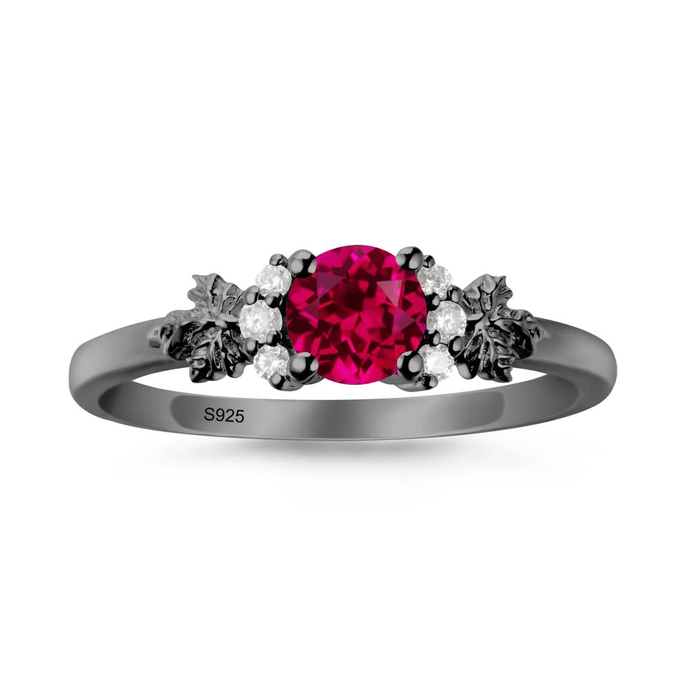 Maple Leaf Ring with Round Ruby - Image 7