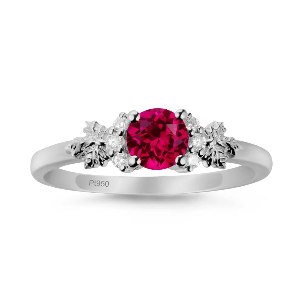 Maple Leaf Ring with Round Ruby - Image 8