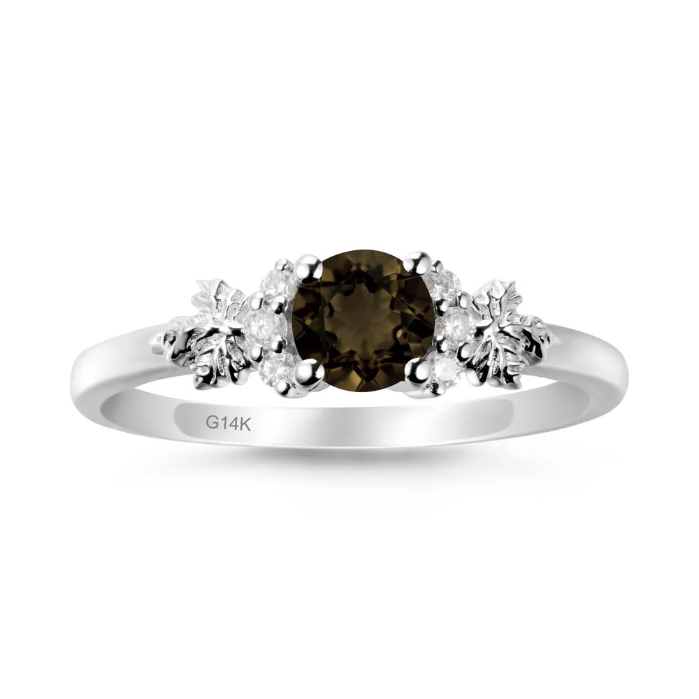 Maple Leaf Ring with Round Smoky Quartz - Image 2