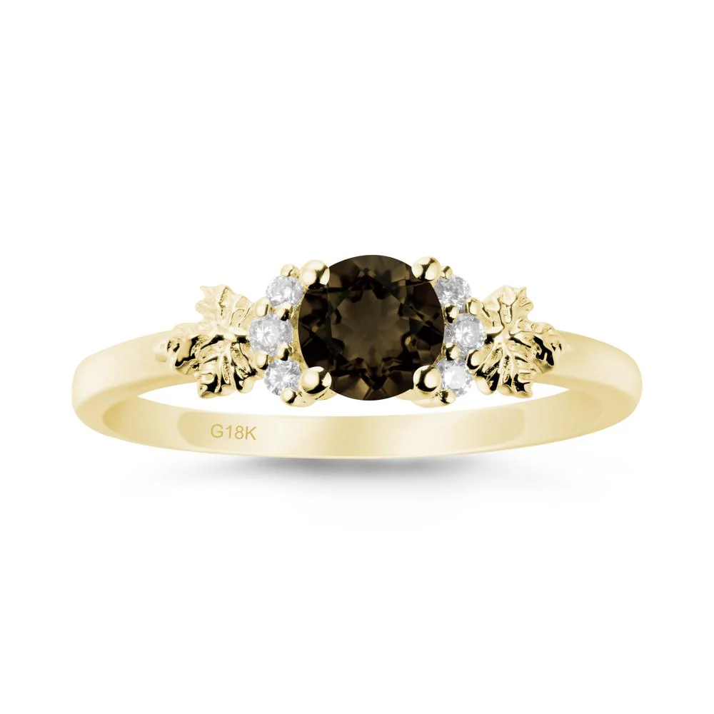Maple Leaf Ring with Round Smoky Quartz - Image 6