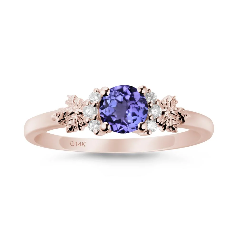 Maple Leaf Ring with Round Tanzanite - Image 2