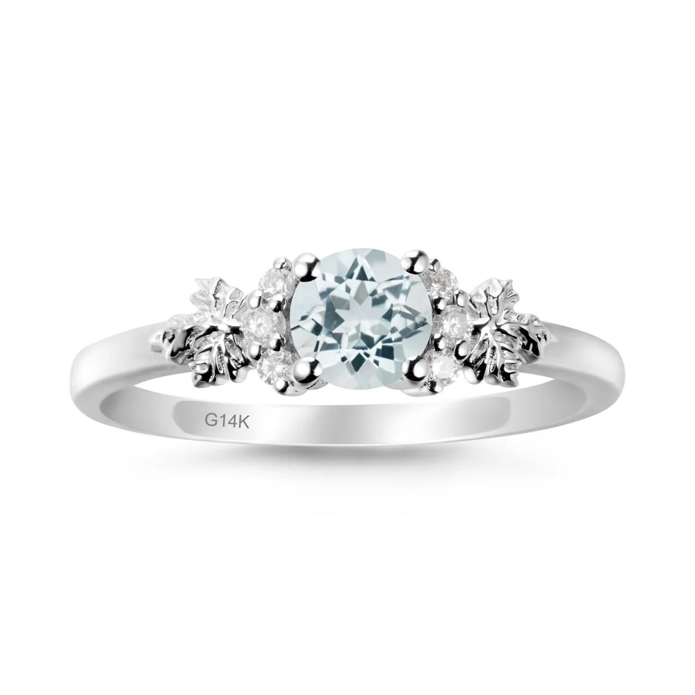 Maple Leaf Round Aquamarine Ring - Image 3