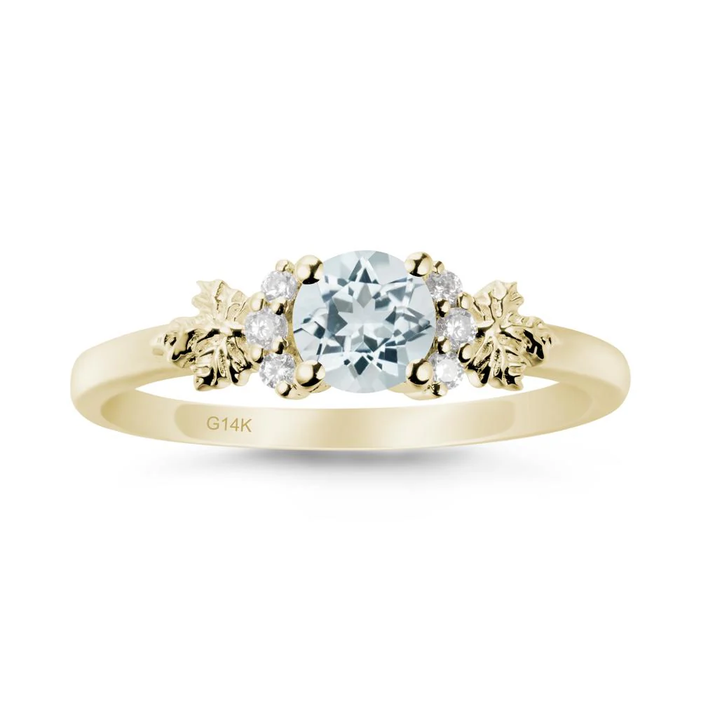 Maple Leaf Round Aquamarine Ring - Image 4