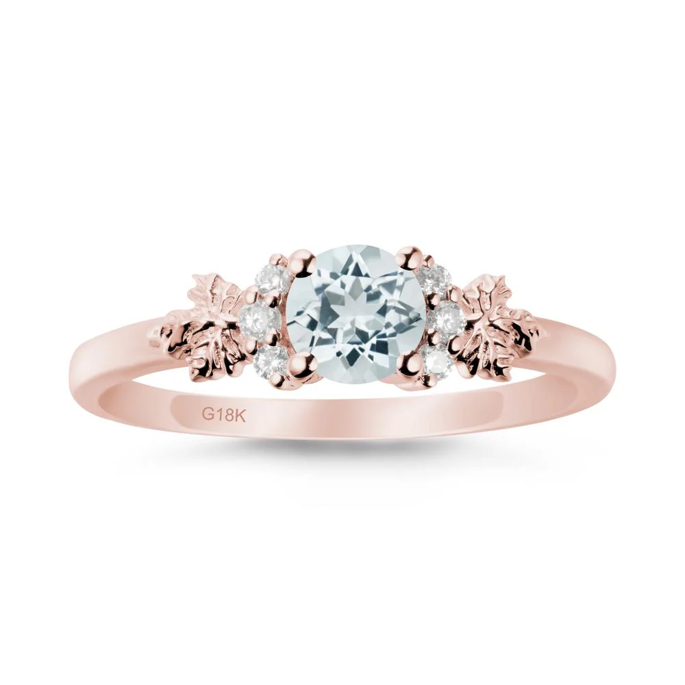 Maple Leaf Round Aquamarine Ring - Image 5