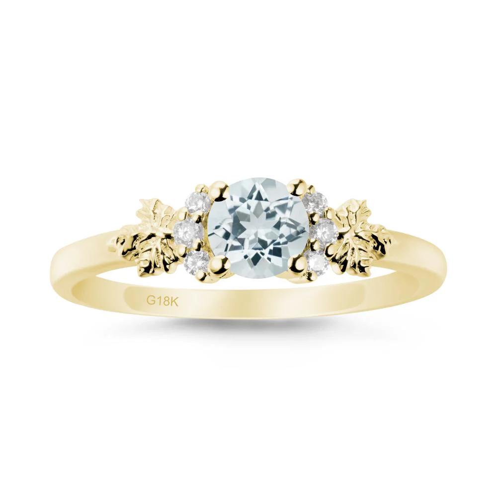 Maple Leaf Round Aquamarine Ring - Image 7