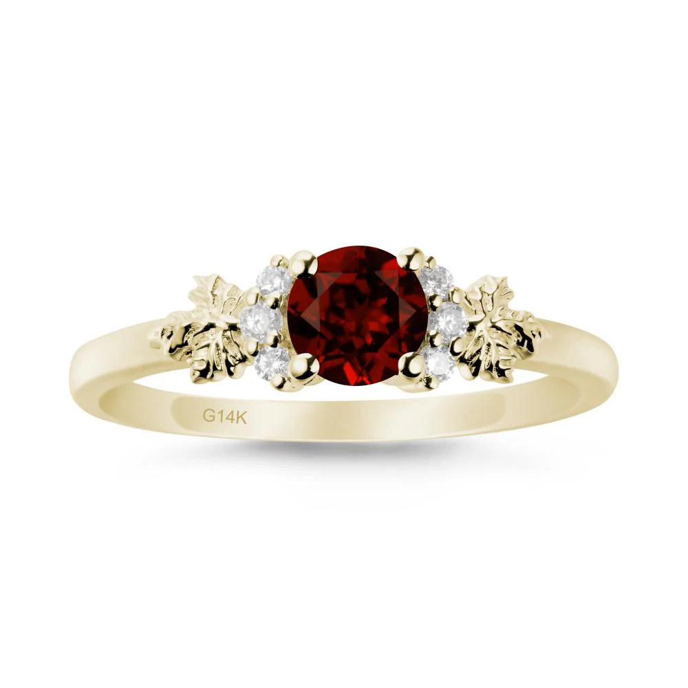 Maple Leaf Round Garnet Ring - Image 3