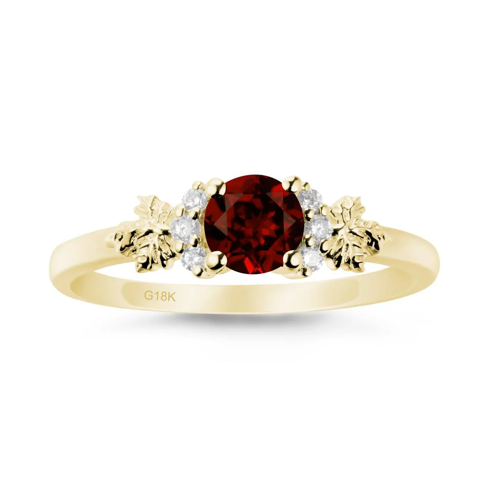 Maple Leaf Round Garnet Ring - Image 6