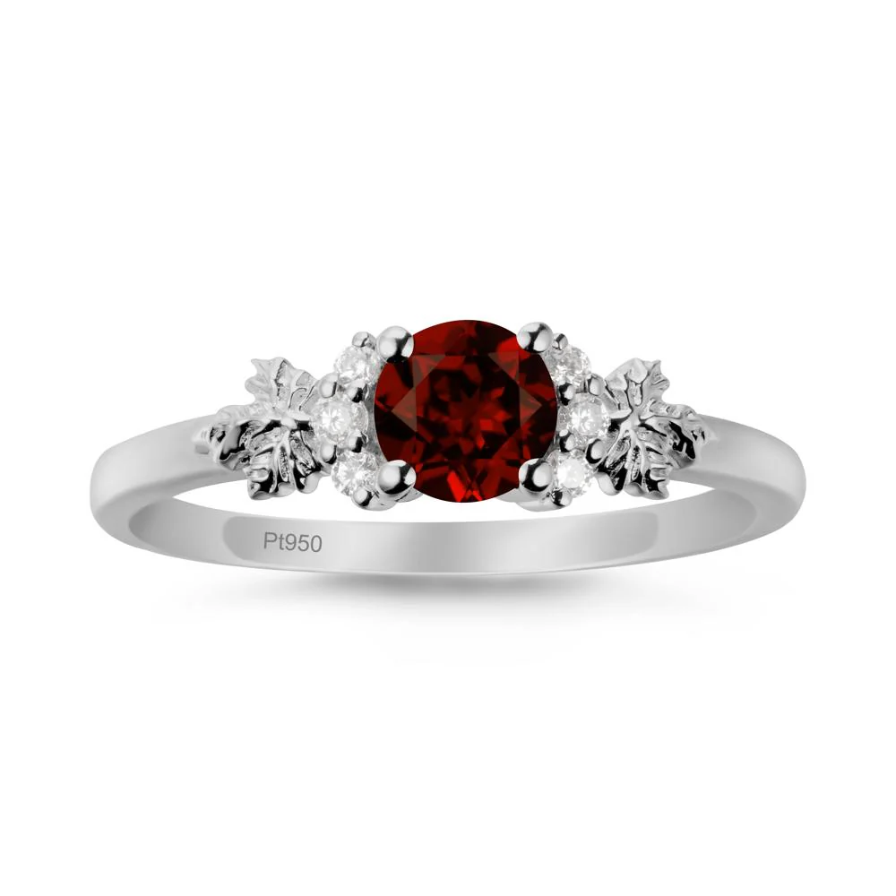Maple Leaf Round Garnet Ring - Image 8