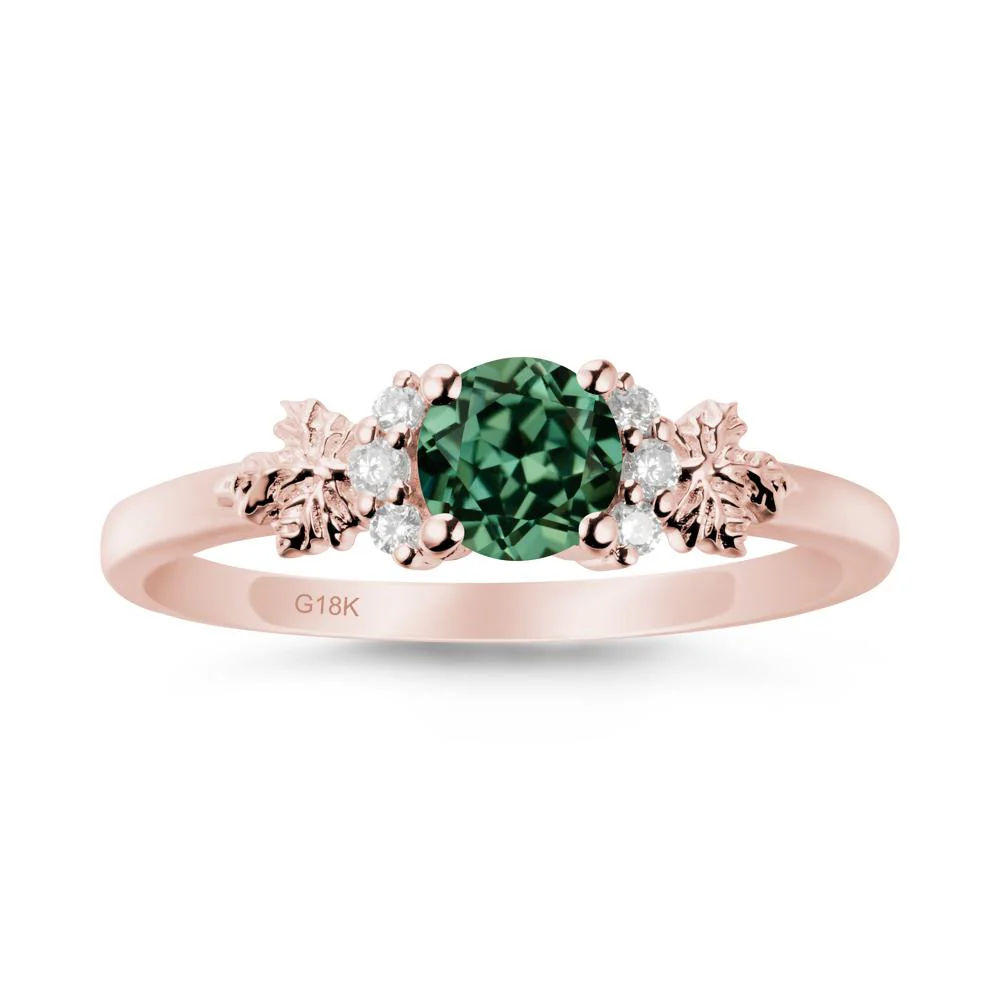 Maple Leaf Round Green Sapphire Ring - Image 5