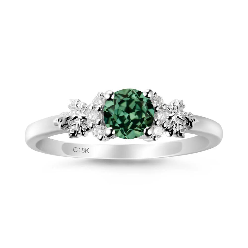 Maple Leaf Round Green Sapphire Ring - Image 6
