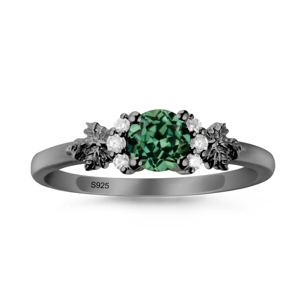 Maple Leaf Round Green Sapphire Ring - Image 8