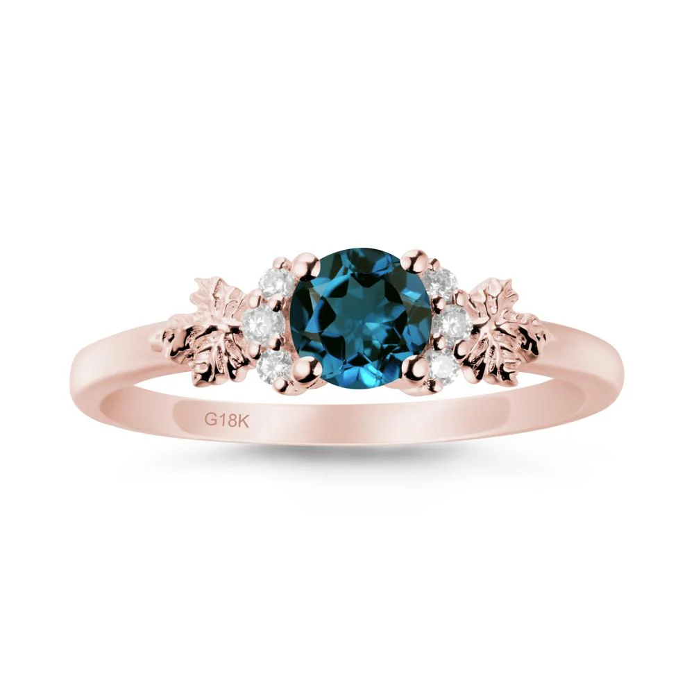 Maple Leaf Round London Blue Topaz Ring - Image 4
