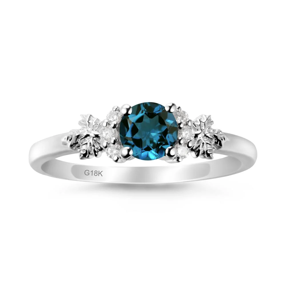 Maple Leaf Round London Blue Topaz Ring - Image 5