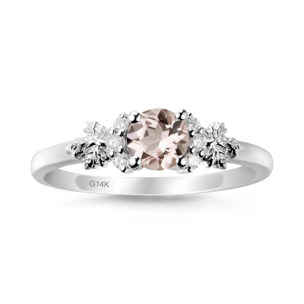 Maple Leaf Round Morganite Ring - Image 3