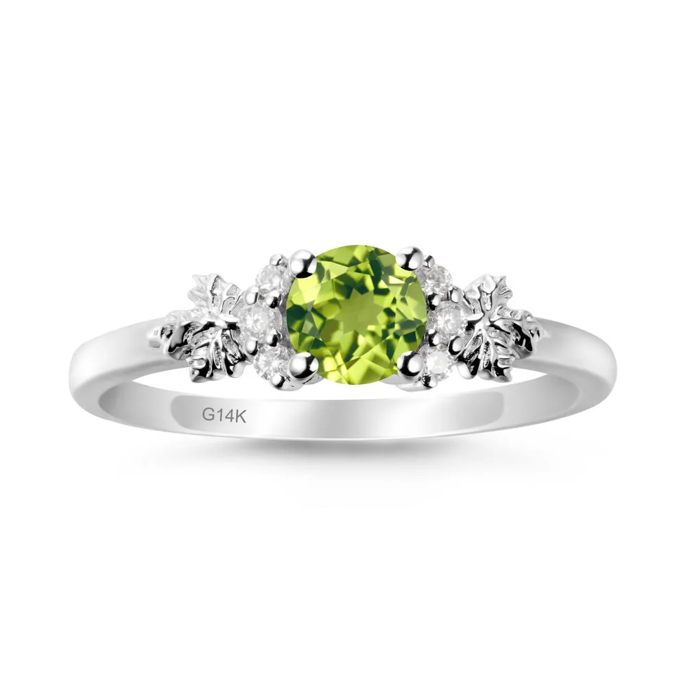 Maple Leaf Round Peridot Ring