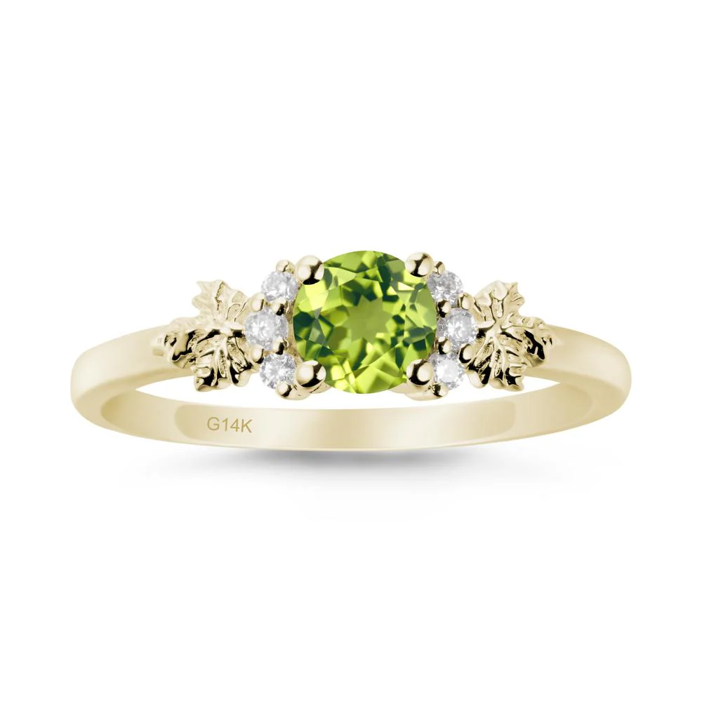 Maple Leaf Round Peridot Ring - Image 3
