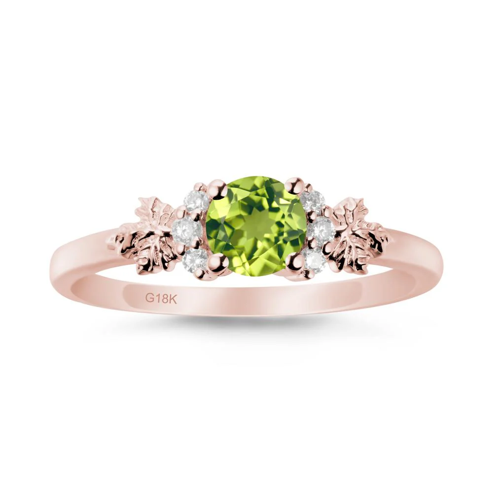 Maple Leaf Round Peridot Ring - Image 4