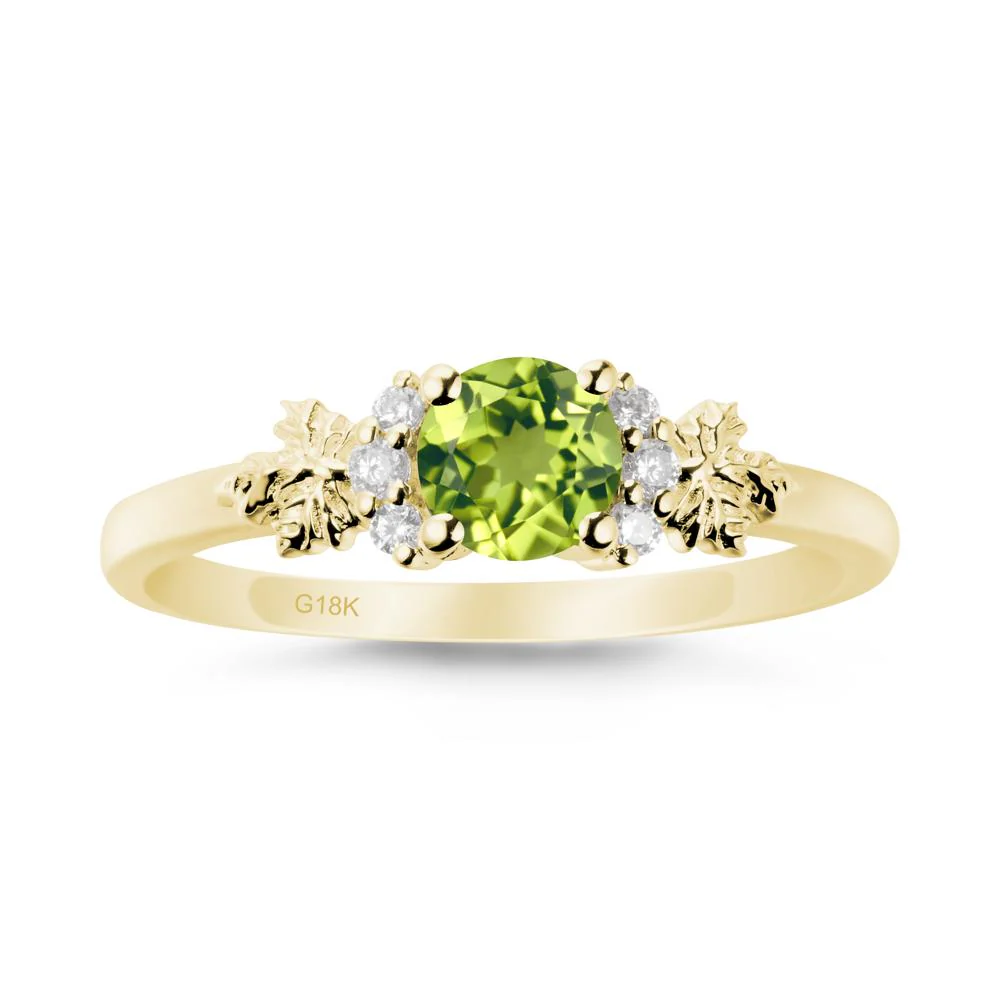 Maple Leaf Round Peridot Ring - Image 6