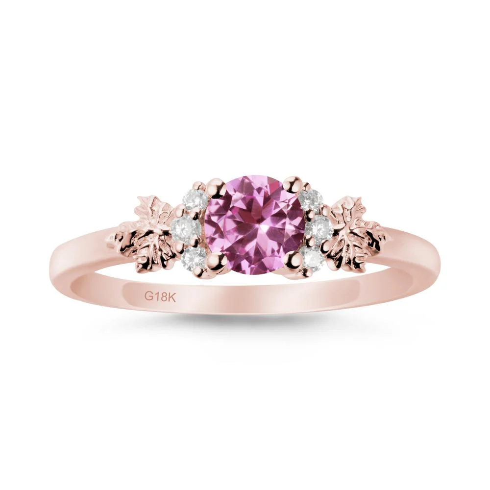 Maple Leaf Round Pink Sapphire Ring - Image 5