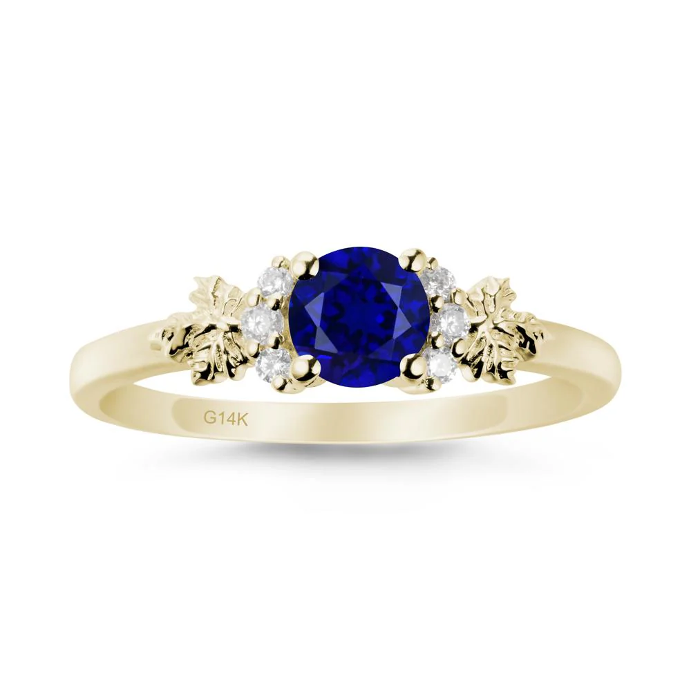 Maple Leaf Round Sapphire Ring