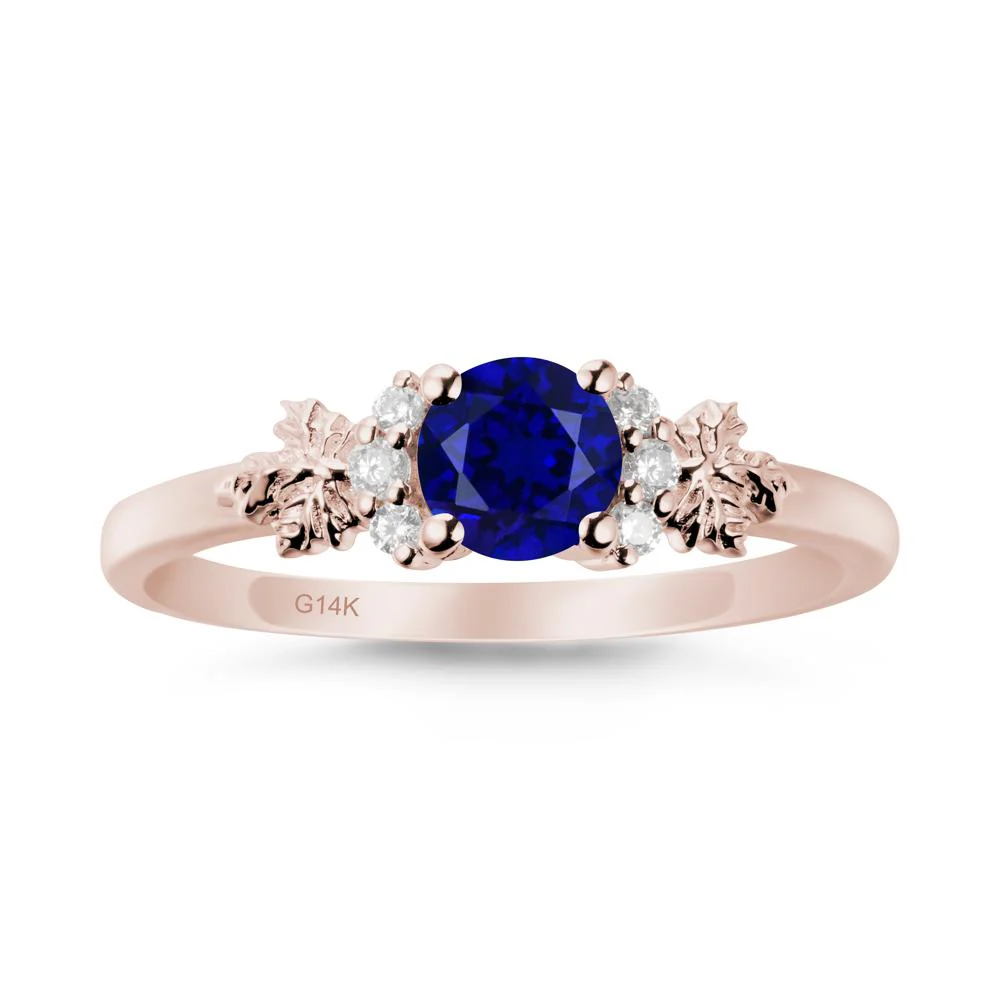 Maple Leaf Round Sapphire Ring - Image 2