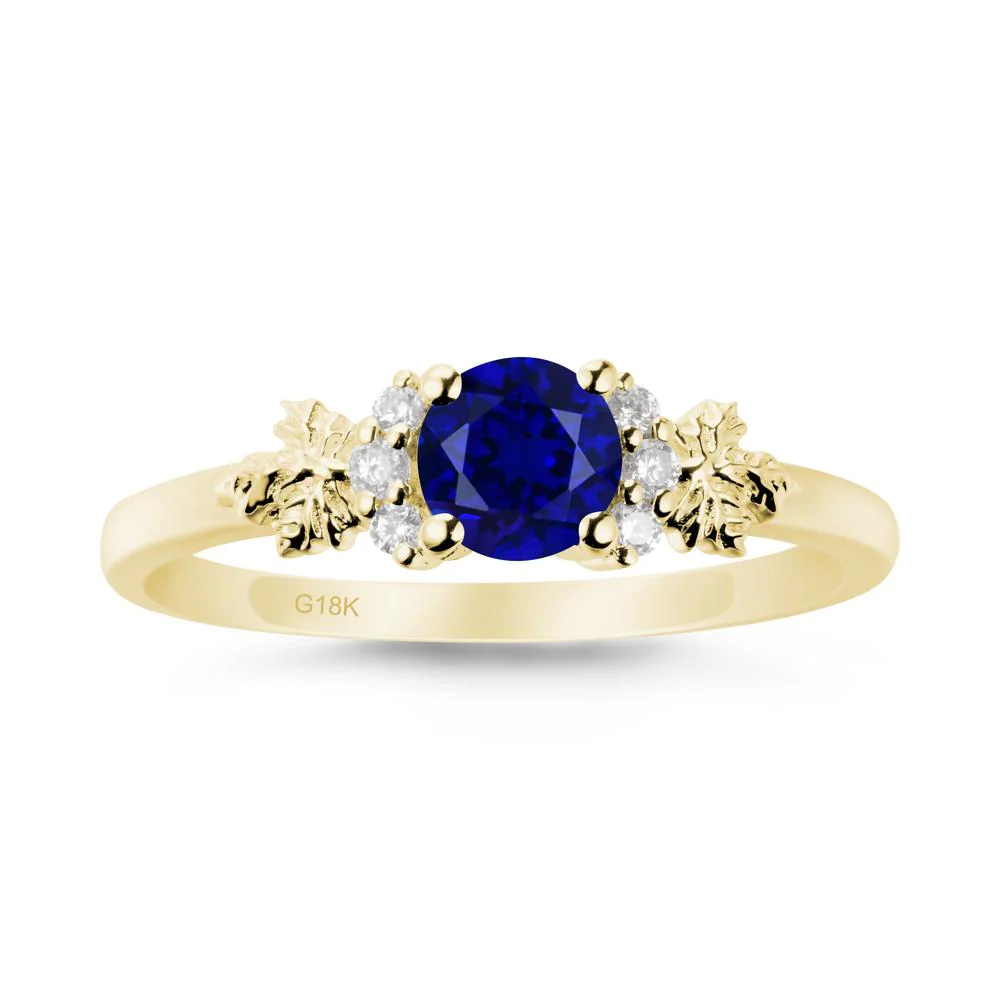 Maple Leaf Round Sapphire Ring - Image 6
