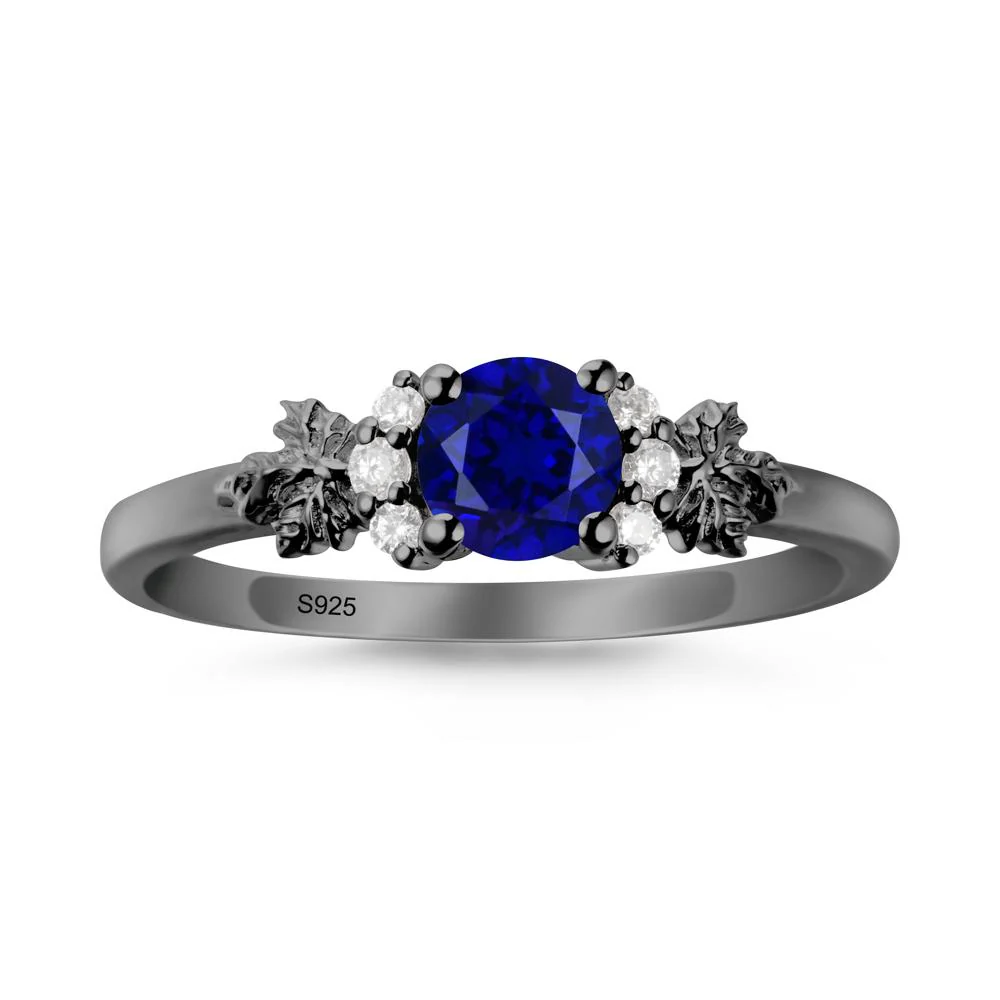 Maple Leaf Round Sapphire Ring - Image 7