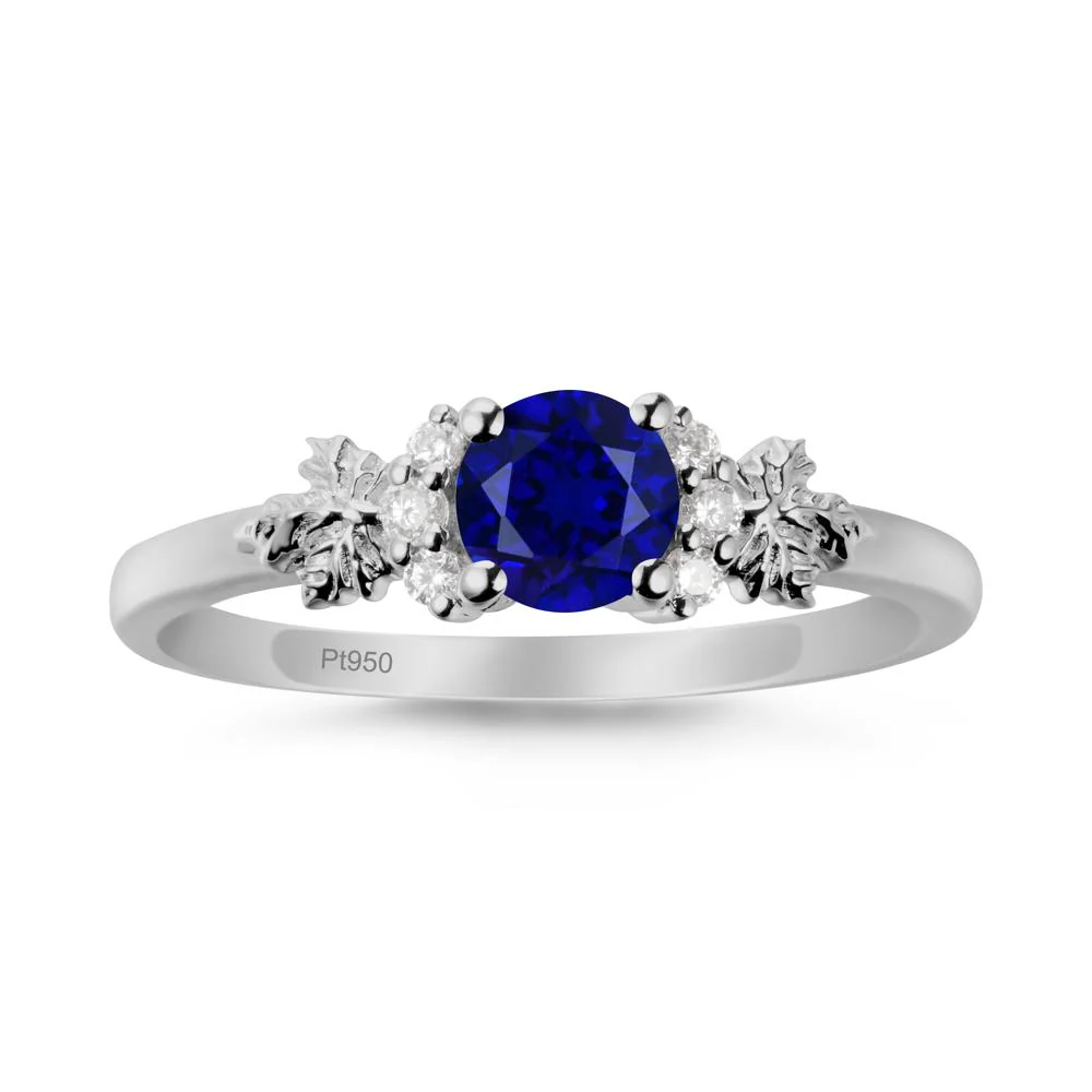 Maple Leaf Round Sapphire Ring - Image 8