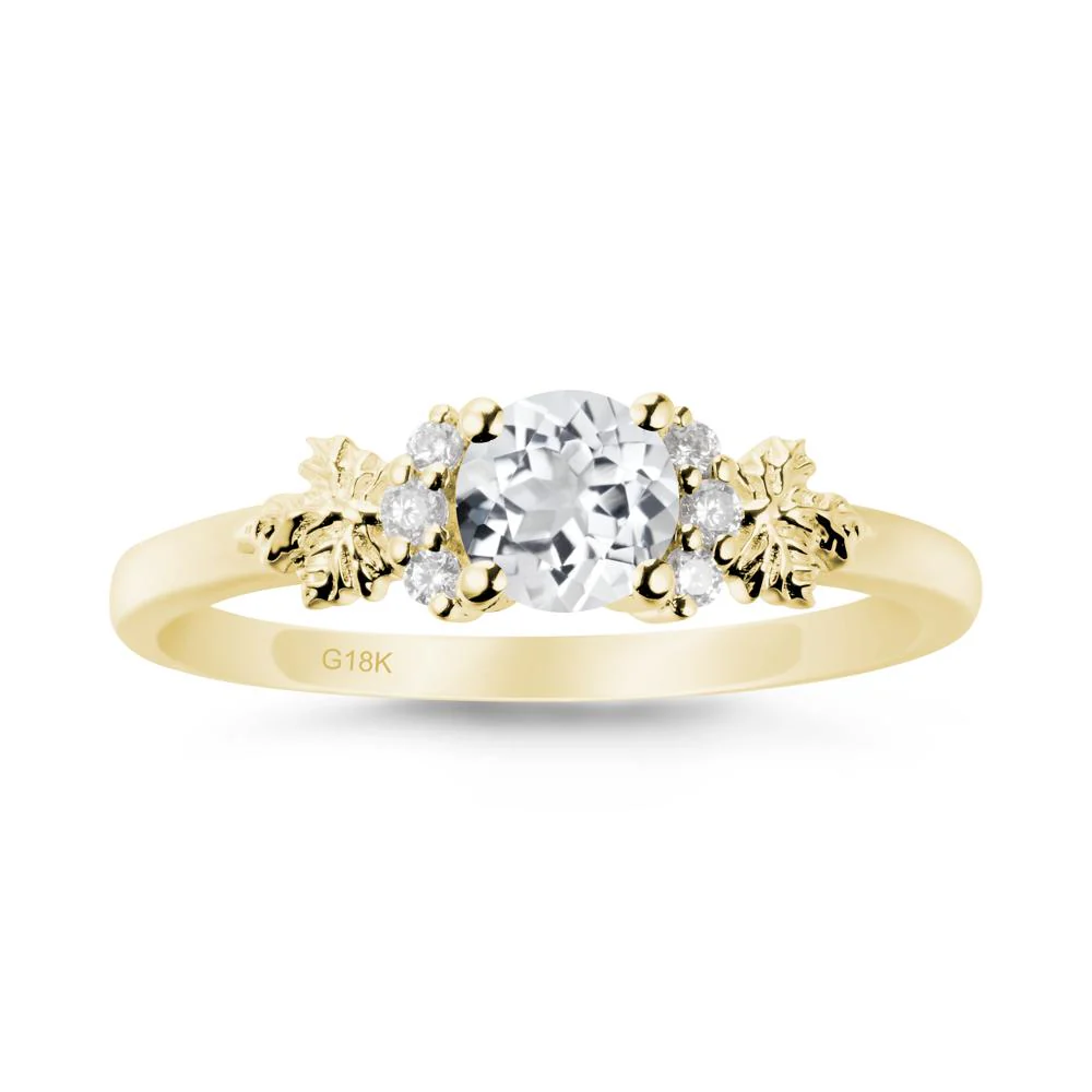 Maple Leaf Round White Topaz Ring - Image 6