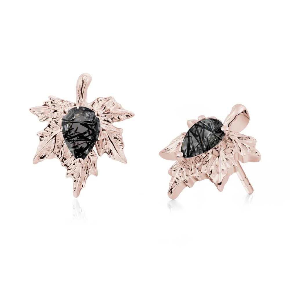 Maple Pear Shaped Black Rutilated Quartz Earrings - Image 4